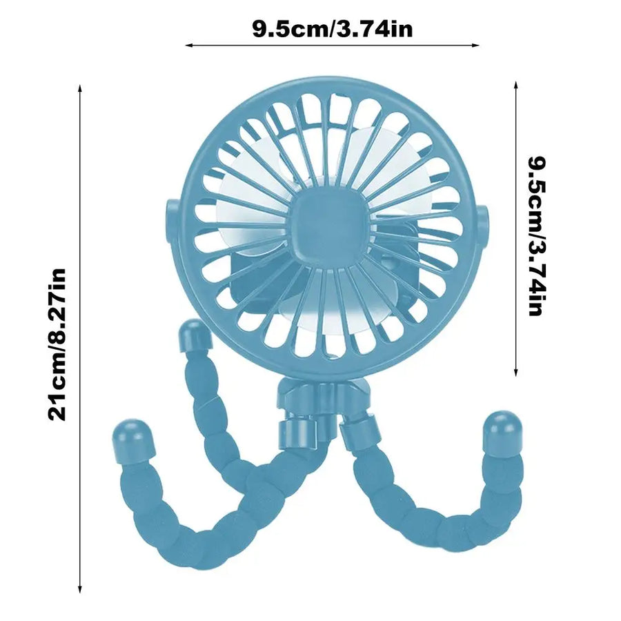 1Pcs Baby Stroller Fan Mini Portable Outdoor Fan USB 3 Speed Flexible Octopus Fan Tripod Clip on Handheld Fan for Stroller Crib