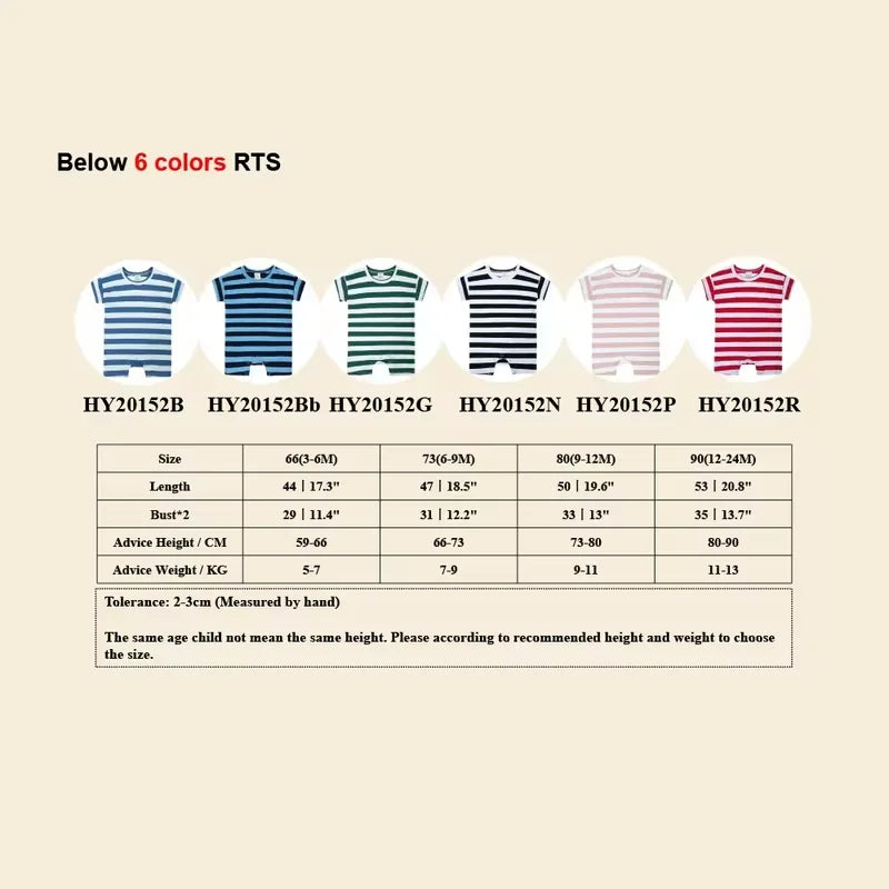 Baby Summer Rompers Unisex Newborn Baby Knitted Stripes Newborn Romper Baby Boy Girl Clothing Cotton Clothes with Button Closure