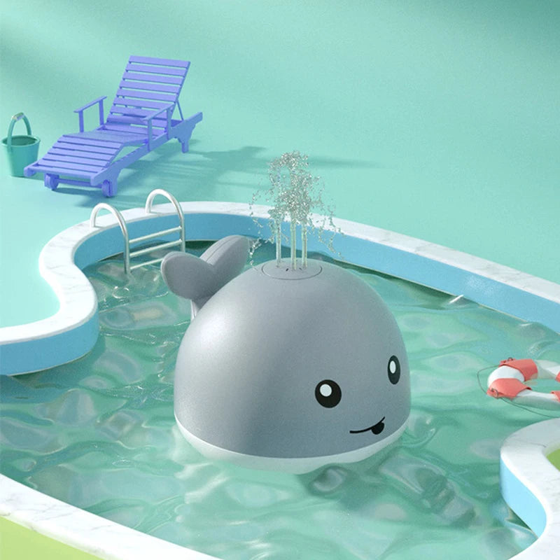 Electric Cartoon Whale Flashing Ball Water Squirting Sprinkler Baby Bath Toy Automatic Squirting Water Baby Bath Toy