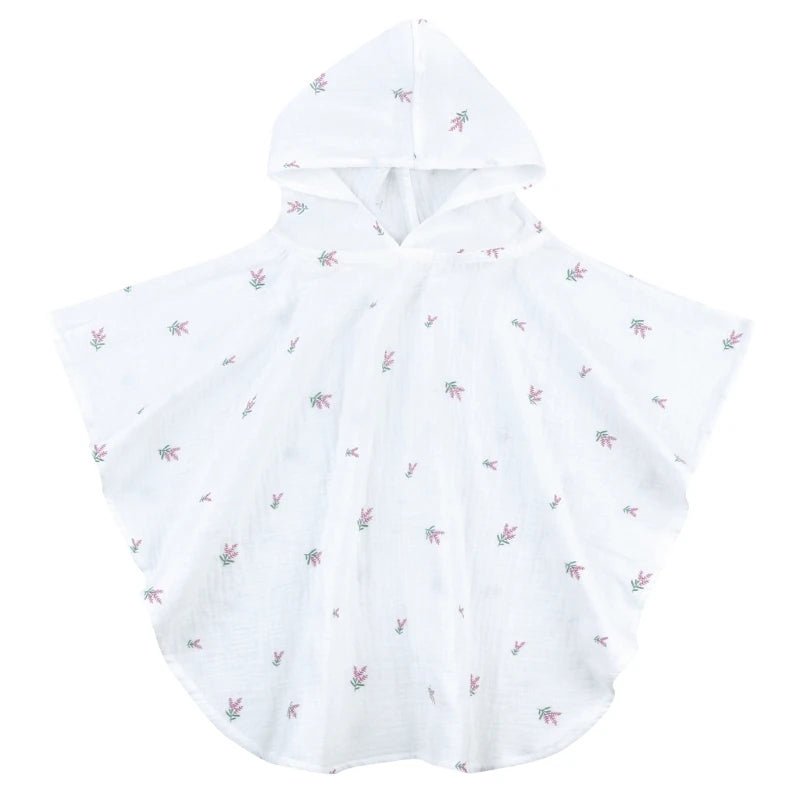 Soft Cotton Baby Hooded Towel Bath Towel for Boys Girls Bathrobe Sleepwear Children'S Clothing Floral/Solid Color Infant Ponchos
