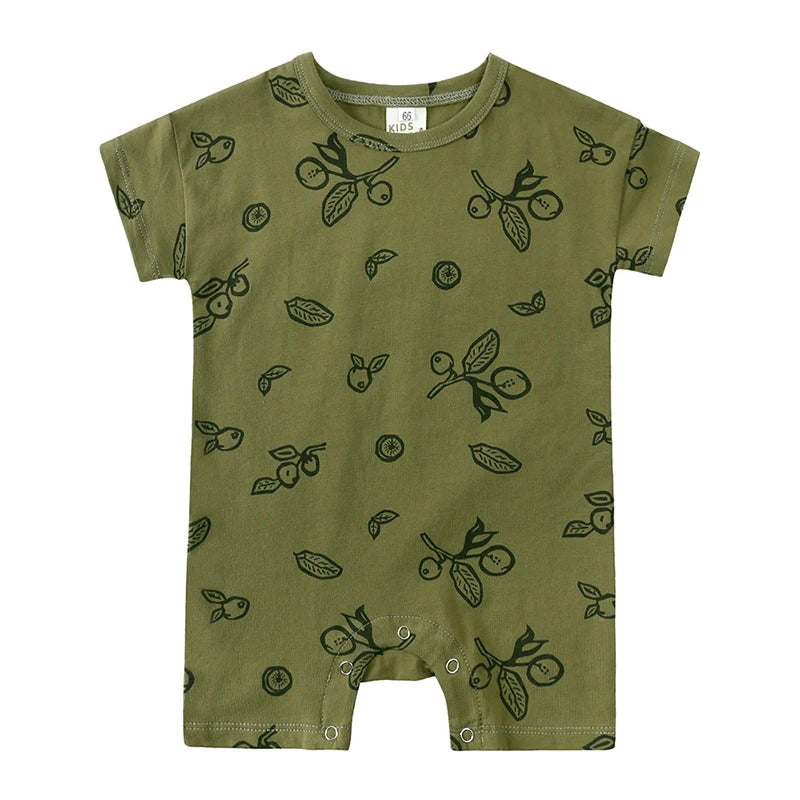 Baby Summer Rompers Unisex Newborn Baby Knitted Stripes Newborn Romper Baby Boy Girl Clothing Cotton Clothes with Button Closure