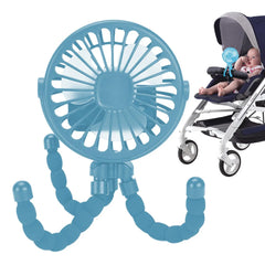 1Pcs Baby Stroller Fan Mini Portable Outdoor Fan USB 3 Speed Flexible Octopus Fan Tripod Clip on Handheld Fan for Stroller Crib