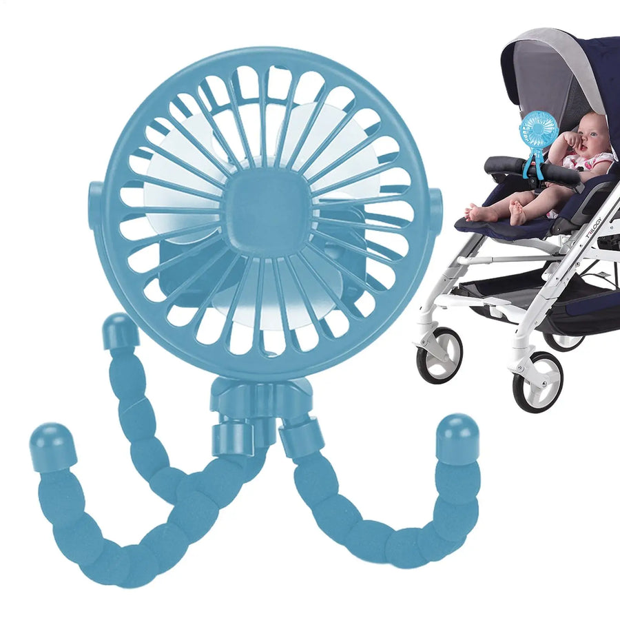 1Pcs Baby Stroller Fan Mini Portable Outdoor Fan USB 3 Speed Flexible Octopus Fan Tripod Clip on Handheld Fan for Stroller Crib