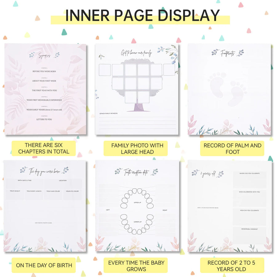Baby Pregnancy Memory Book DIY Family Kids Record Growth Photo Album First Year Scrapbook Album Baby Memory Book for New Parents