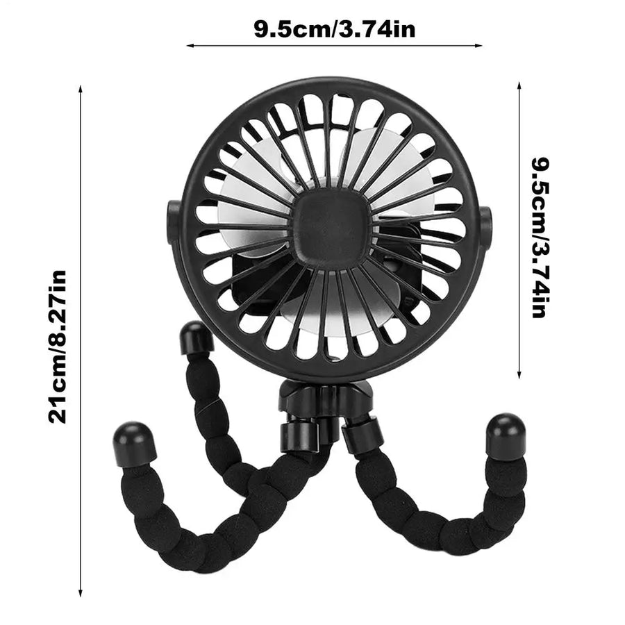 1Pcs Baby Stroller Fan Mini Portable Outdoor Fan USB 3 Speed Flexible Octopus Fan Tripod Clip on Handheld Fan for Stroller Crib