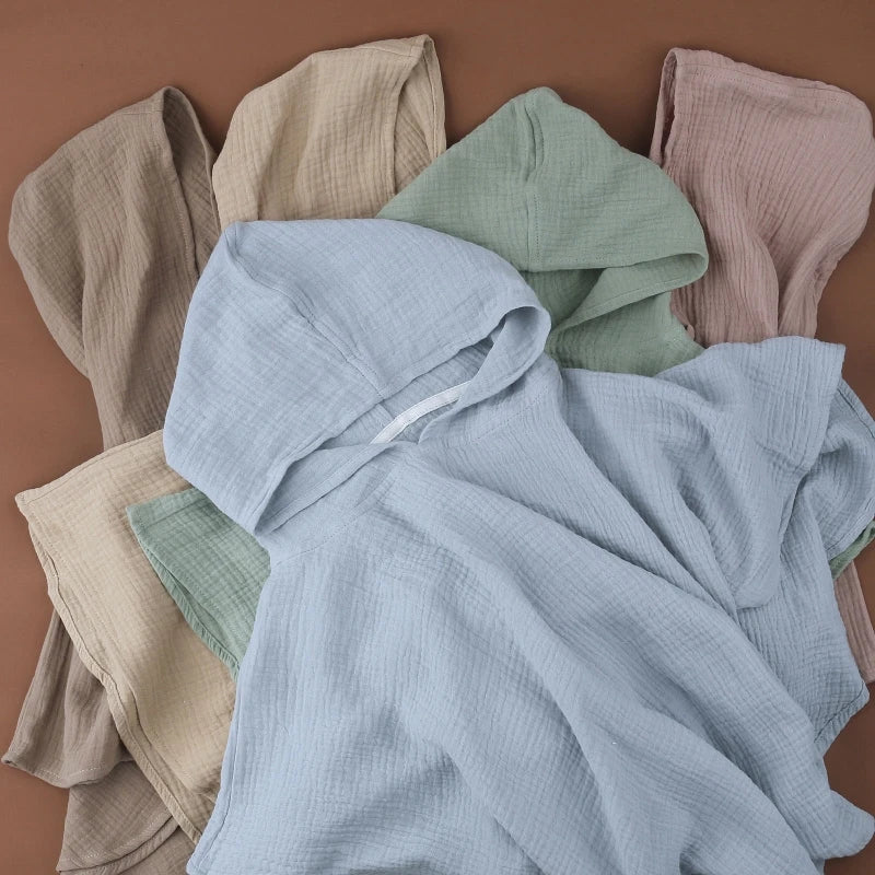 Soft Cotton Baby Hooded Towel Bath Towel for Boys Girls Bathrobe Sleepwear Children'S Clothing Floral/Solid Color Infant Ponchos