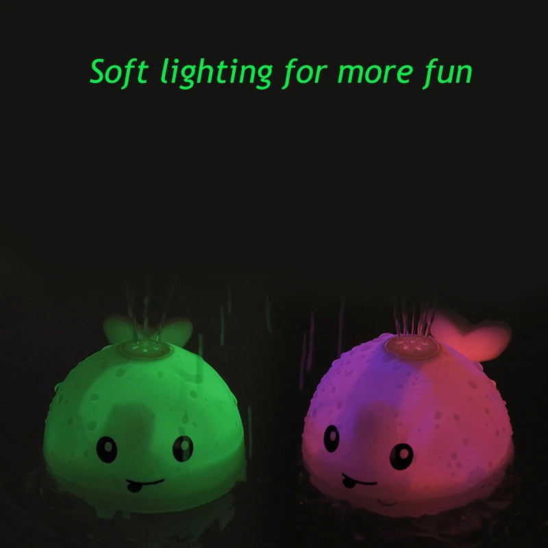 Electric Cartoon Whale Flashing Ball Water Squirting Sprinkler Baby Bath Toy Automatic Squirting Water Baby Bath Toy