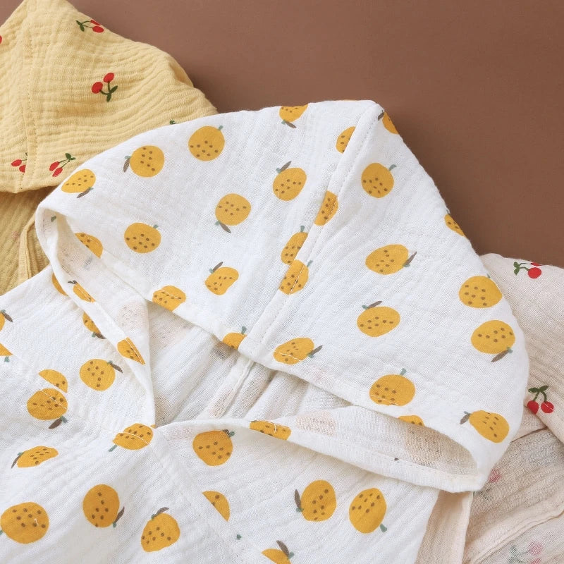 Soft Cotton Baby Hooded Towel Bath Towel for Boys Girls Bathrobe Sleepwear Children'S Clothing Floral/Solid Color Infant Ponchos